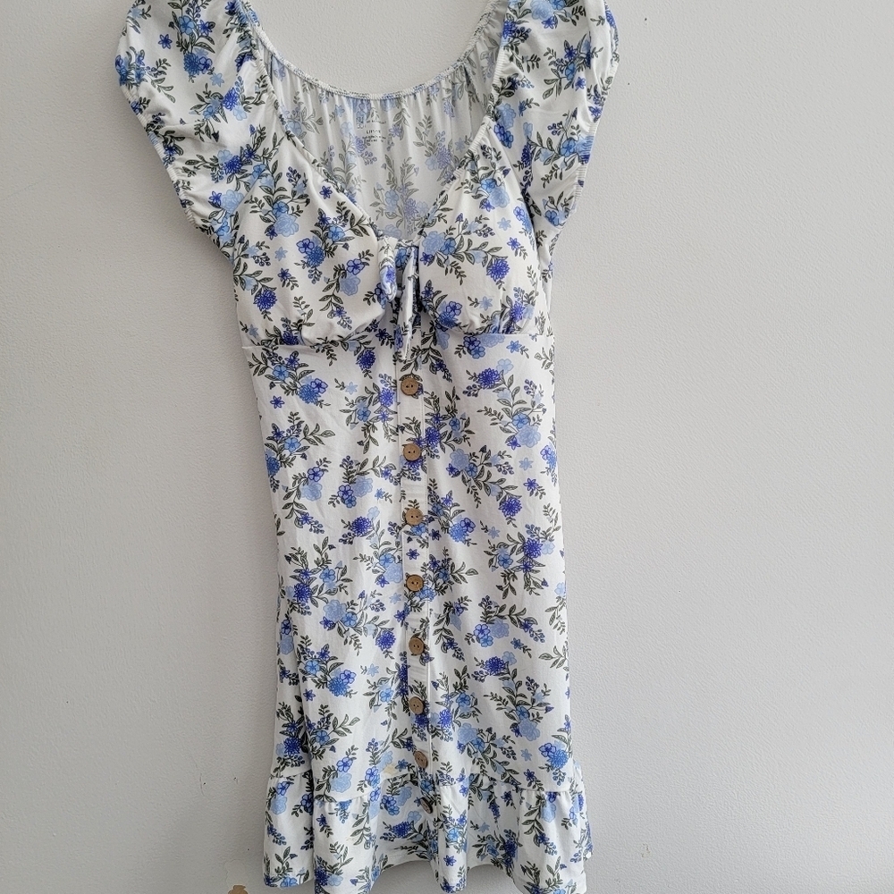 No Boundaries Soft Stretch Floral Dress Short Sleeve On Off Shoulder Large 11/13